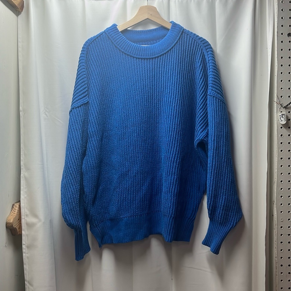 Aerie Bright Blue Coastal Chunky Knitted Oversized Sweater- S